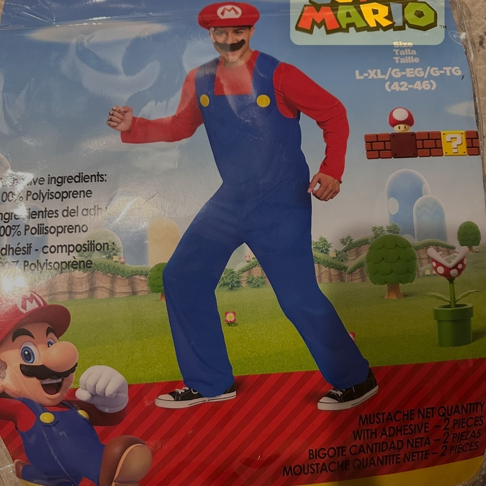 Mario Men's Costume - Red and Blue
